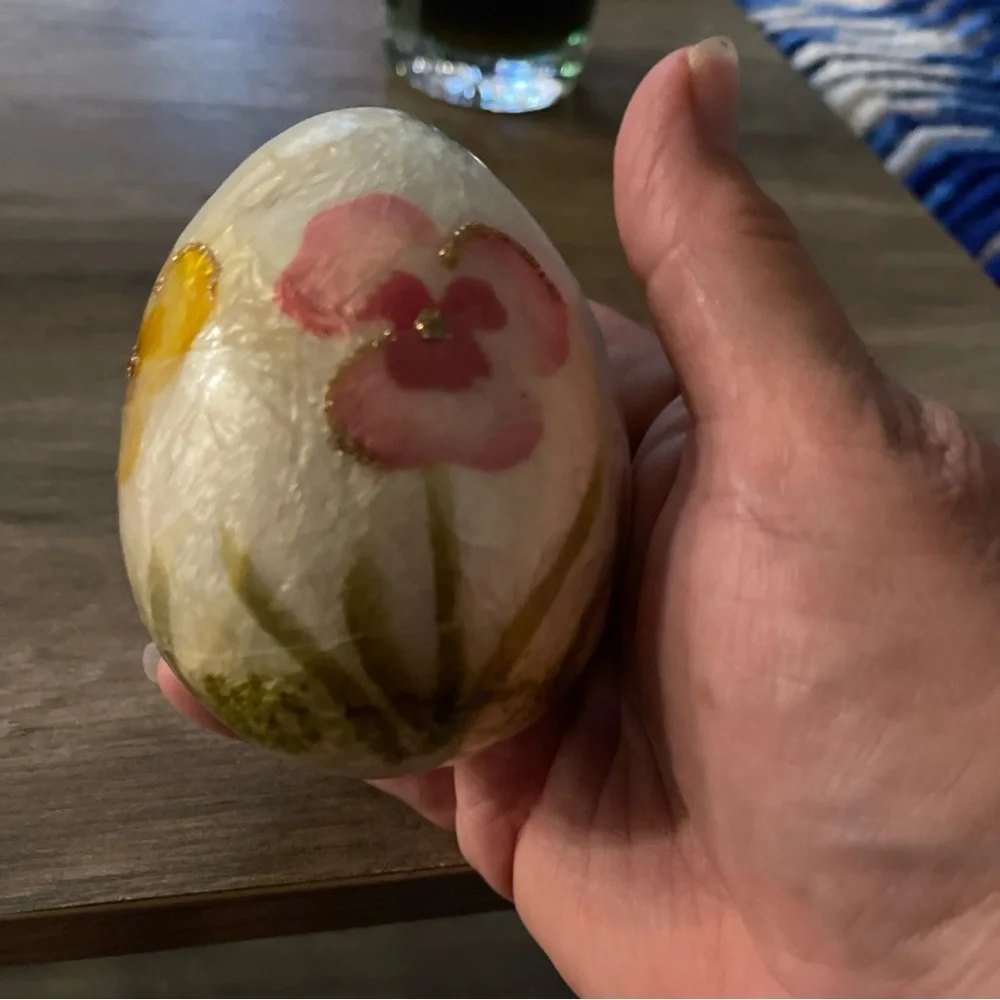 Vintage pair of Handpainted Floral decoupage Easter/Spring decorative Eggs